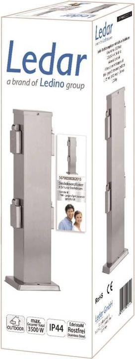 Produktbild Ledar Aussensteckdose 4-fach Edelstahl IP44 Outdoor-Stromsäule (4 x)