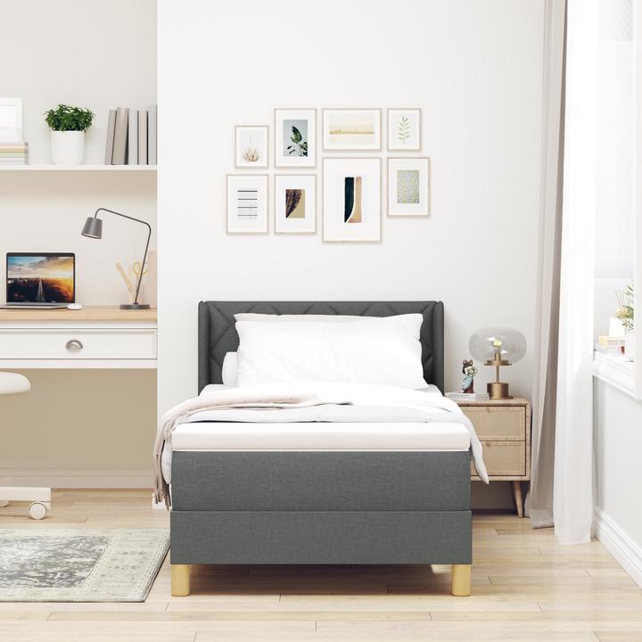 Image du produit VidaXL Lit Boxspring avec matelas Gris foncé 100x200 cm Tissu (100 x 200 cm)