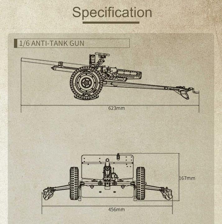 Produktbild RocHobby Anhänger Panzerabwehrgeschütz M3 1:6 (RTR Ready-to-Run)