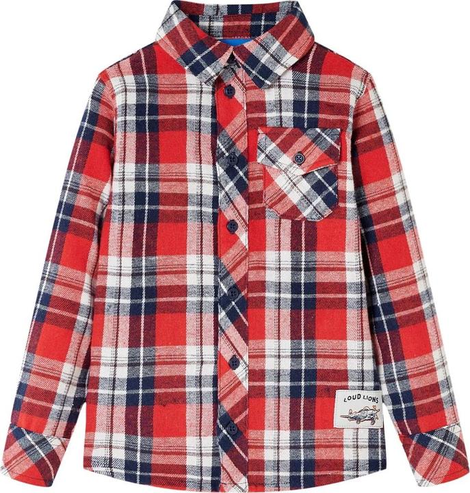VidaXL Kinderhemd Karomuster Rot und Marineblau 104,Material: 100 (104)