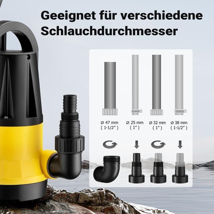 Produktbild Wiltec Tauchpumpe mit Sensor 900W Tiefbrunnenpumpe 15000l/h Wasserpumpe Pumpe