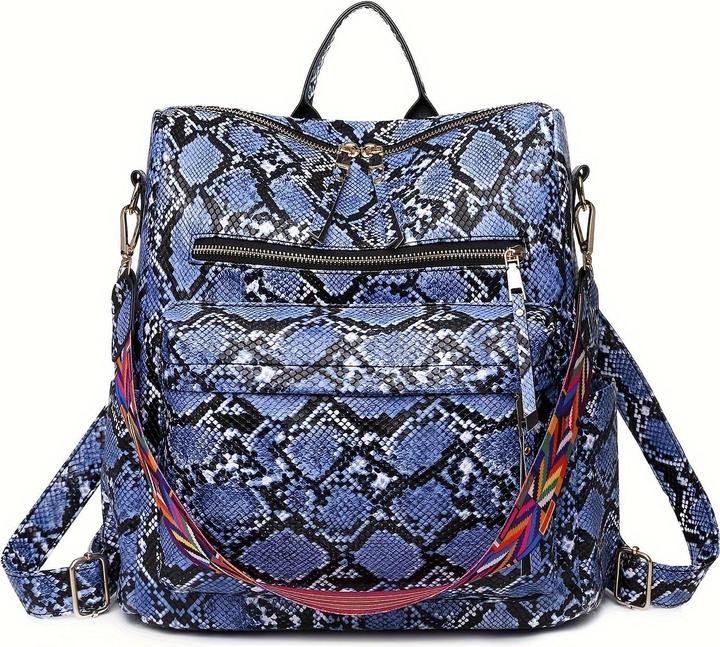Produktbild Only-Bags.Store Retro Rucksack Handtasche, Boho Strap Zwei-Wege-Umhängetasche, Mode Vegan Leder Schultasche Daypack