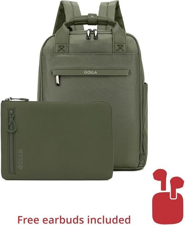 Actual product image Golla Set of backpack and laptop sleeve 14 inch, green