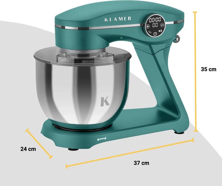 Produktbild KLAMER Küchenmaschine, Knetmaschine mit 6 Liter Edelstahl Schüssel (1800 W)