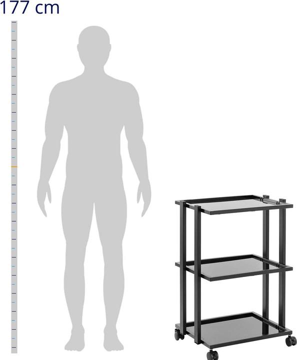 Immagine prodotto Physa Carrello per estetista - 3 ripiani in vetro - 60 kg max. - Nero