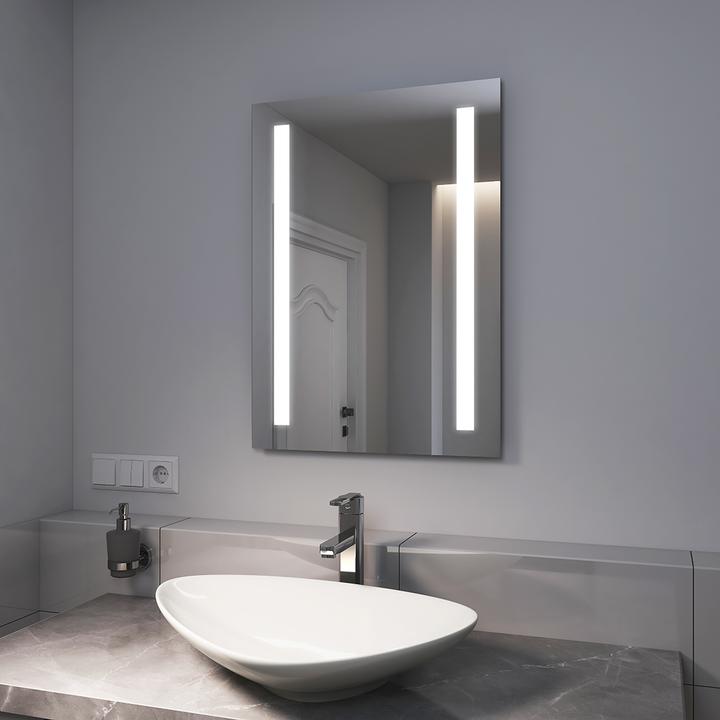 Produktbild Emke Badspiegel mit Beleuchtung 50*70cm, Kaltweiss6500K, Dimmbar, Wand Schalter (70 x 50 cm)