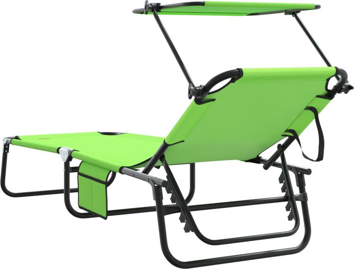Produktbild VidaXL Faltliege 2 Stück mit Sonnendach Grün 600D Oxford-Stoff (56 cm)