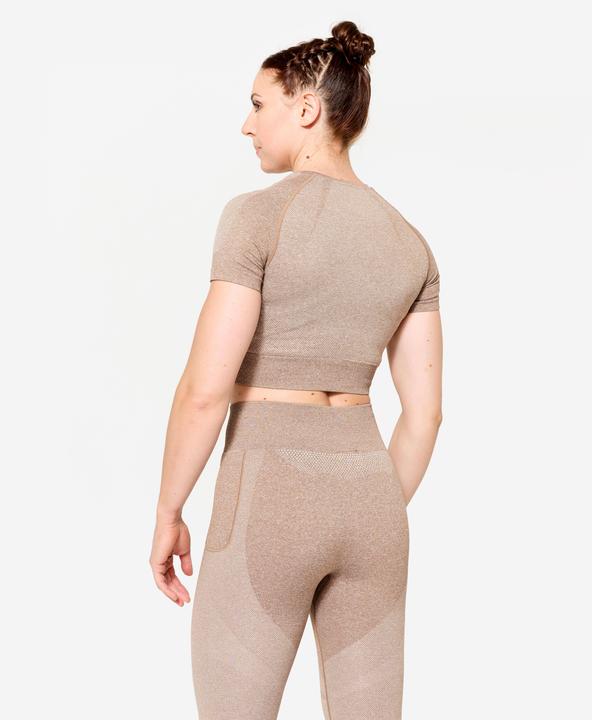 Actual product image Domyos T-Shirt Crop Top nahtloses Material - braun (XS)