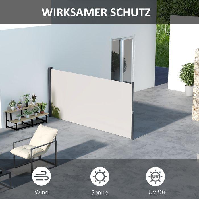 Produktbild Swisshandel24 Seitenmarkise Ausziehbar, 300x140cm Gartenmarkise, Sichtschutzwand mit UV-Schutz, Windschutz, Metall (3 m)