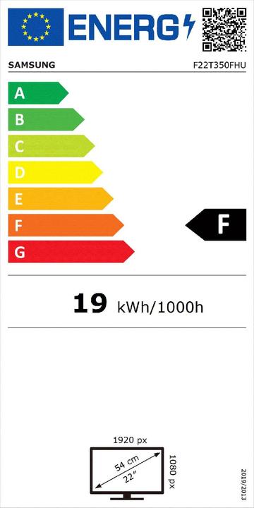 Label énergétique Samsung F22T350FHU (1920 x 1080 pixels, 22")
