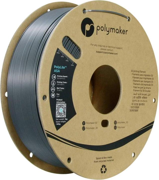Produktbild Polymaker PF01037 Dark Grey Filament ASA UV-beständig, witterungsbeständig, hitz (ASA, 1.75 mm, 1000 g, Grau)
