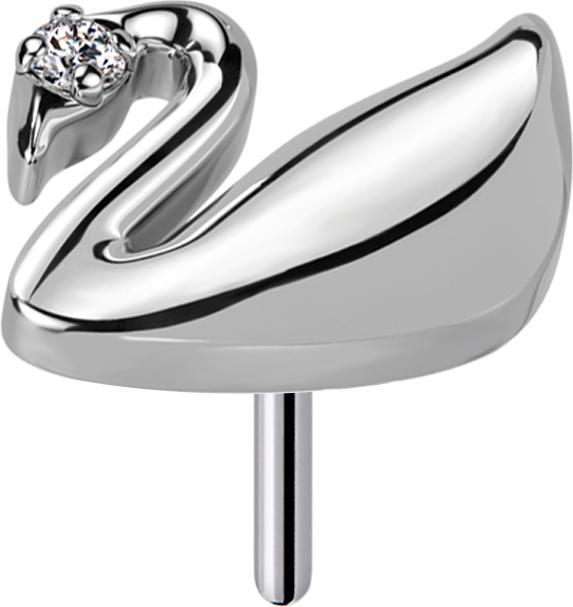 Star Piercing Threadless Schwan silber Kristall silber (Titan G23, ohne Messing)