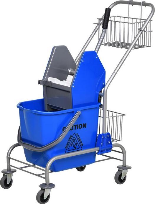 Swisshandel24 Putzwagen Reinigungswagen 26 Liter Wischwagen mit Wringer Rollen Blau (1 Stk.)