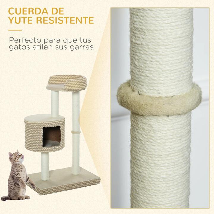 Produktbild PawHut Katzenkratzbaum, kuschelige Aussichtsplattformen, beige und kaffee, 61x41x96cm (96 cm, Braun)