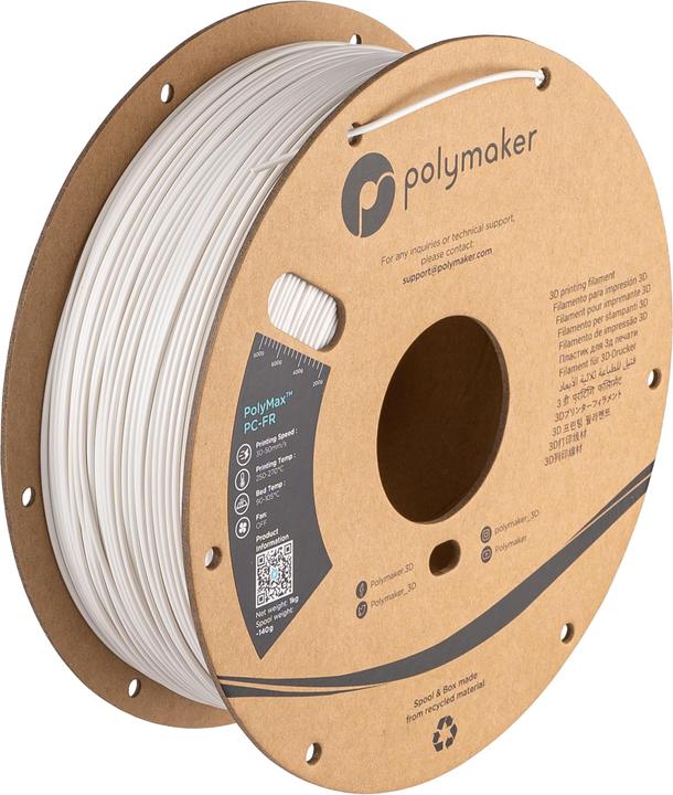 Actual product image Polymaker Polymax PC-FR White 1.75mm 1kg (PC, 1.75 mm, 1000 g, White)