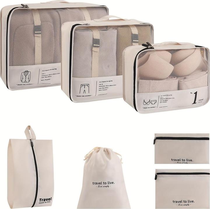 Immagine prodotto Only-Bags.Store 7 pezzi di cubi da imballaggio per valigie, organizzatore di bagagli leggeri, scarpe da imballaggio