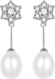 Produktbild Agato - Charming silver earrings with zircons and real pearl AGT-E091PW-P