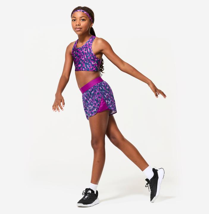 Actual product image Decathlon Shorts 2-in-1 Kinder atmungsaktiv - Print lila (10, 11, 12)