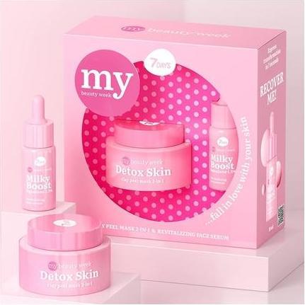 Actual product image 7Days Skincare Set with Clay Face Mask and Face Serum with Squalane - Korean Skincare Gift Set for W (Facial care set)