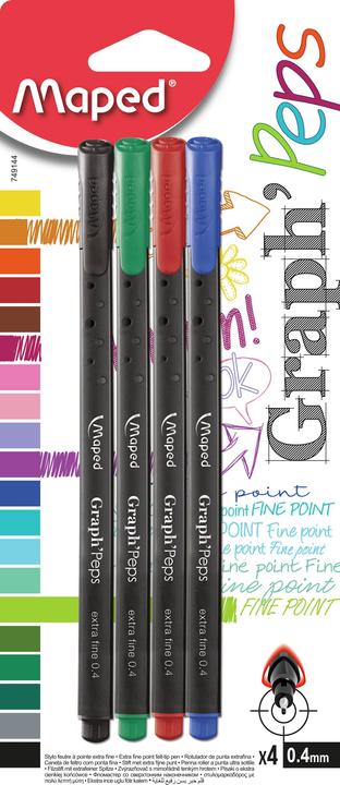 Maped Feutres Fin Graph Peps X4, Coloris Assortis (4 x)