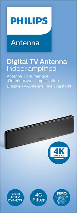 Image du produit Philips Antenne intérieure plate DVB-T (Antenne plate, Antenne d'intérieur, 38 dB, DVB-T / -T2, UKW / MW / LW)