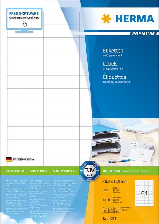 Produktbild HERMA Universal Etiketten A4