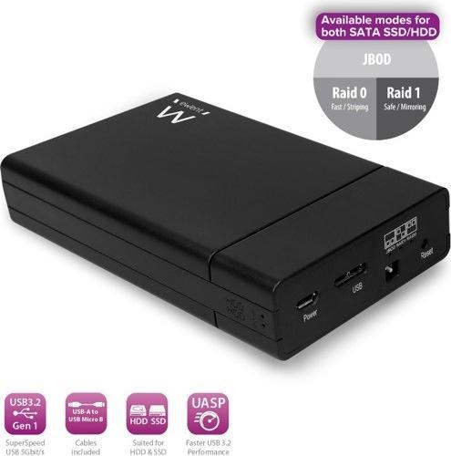 Actual product image Ewent 2.5" RAID SATA USB 3.0 Dual HDD SSD Enclosure, USB 3.2 Gen1 (2.5")
