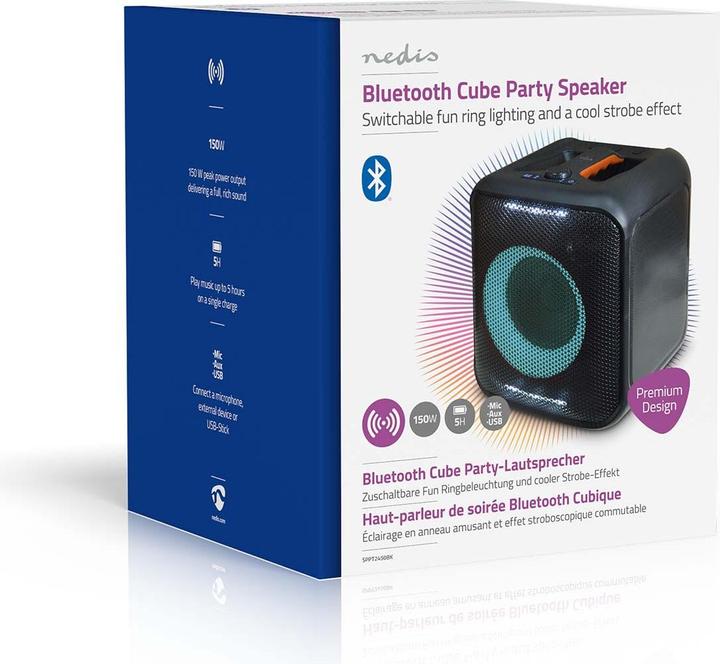 Produktbild Nedis Bluetooth®-Party-Lautsprecher | max. Batteriespielzeit: 5 Std | 150 W | Tragegriff | Partylich (5 h)