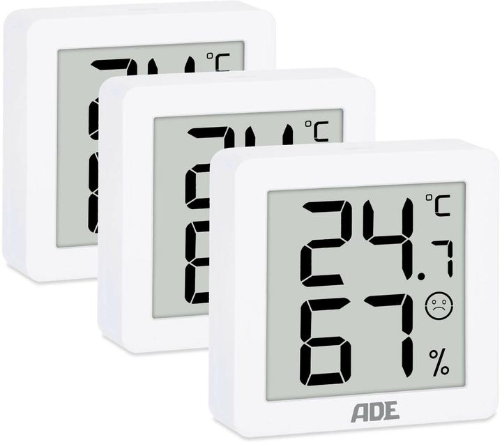 ADE Thermo-/Hygrometer digital 3 Stück, Weiss, Funktionen