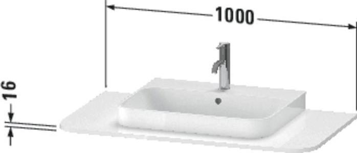 Image du produit Duravit Panneau de console HAPPY D.2 PLUS 16x1000x550mm m 1 encoche blanc brillant