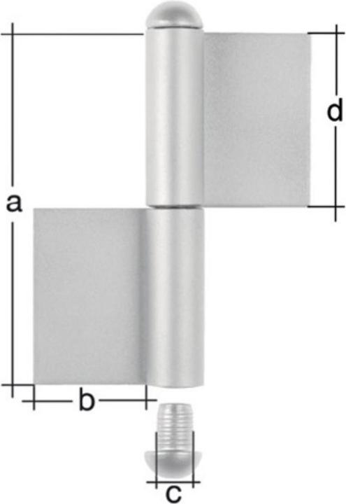 Actual product image GAH Construction hinge type K04 2-part for welding Stainless steel round head 120/30/9/60 mm