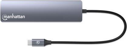 Productafbeelding Manhattan Powerbank 5000 mAh met geïntegreerde USB-C plug 10W voor gebruik als mobiele telefoonhouder met L (5000 mAh, 10 W, 10 Wh)