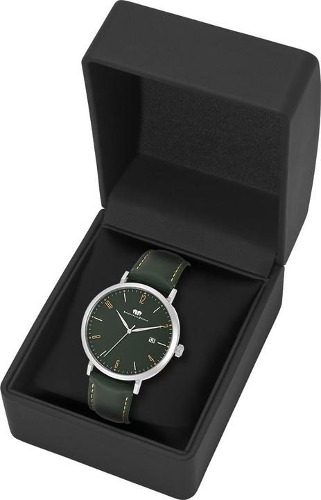 Immagine prodotto Orologio al quarzo Arakon II in vera pelle argento - 34072 (Orologio da polso analogico, 42 mm)