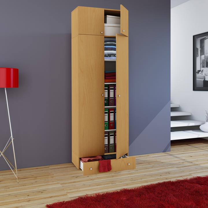 Image du produit VCM Armoire polyvalente en bois série Vandol avec portes battantes (238 x 70 x 40 cm)