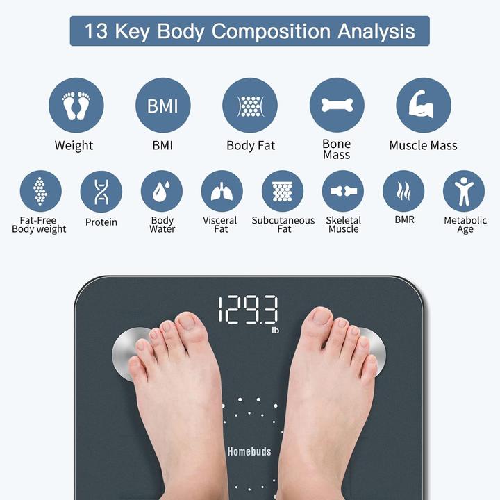 Produktbild Homebuds Personenwaage mit Körperfettanalyse (182 kg)