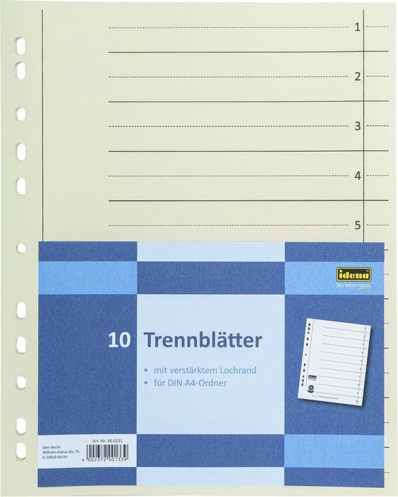 Idena Dividers cardboard A4 chamois 10 pieces