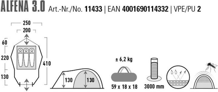 Produktbild High Peak Alfena 3 (Kuppelzelt, 6.50 kg, 3 Personen)