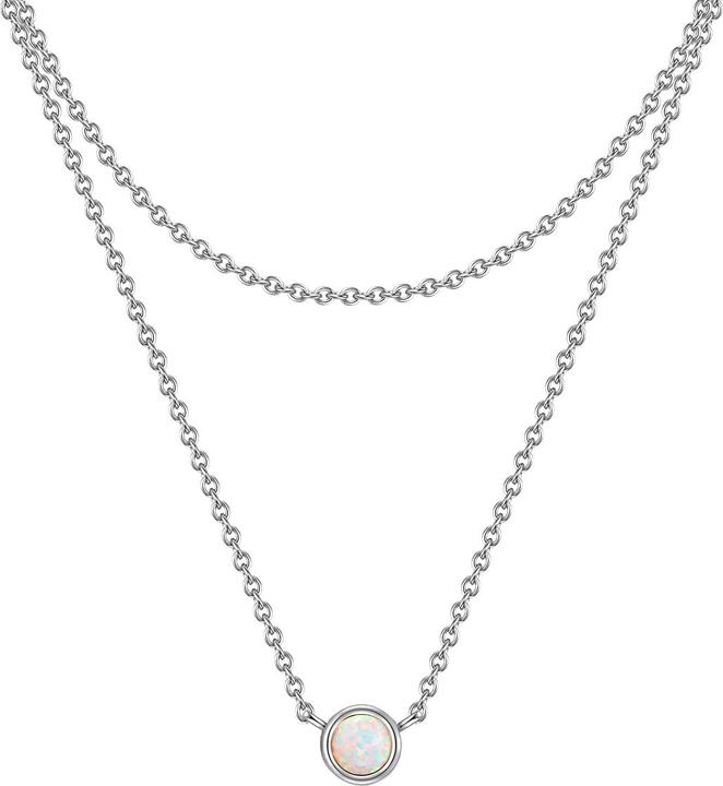 Glanzstücke München Damen Sterling Silber Opal (synth.) silber 42,0/36,0 cm Basiskette + 5,0 cm Verläng - 29974 (Sterling Silber)