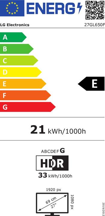 Energie-Label LG 27GL650F-B (1920 x 1080 Pixel, 27")