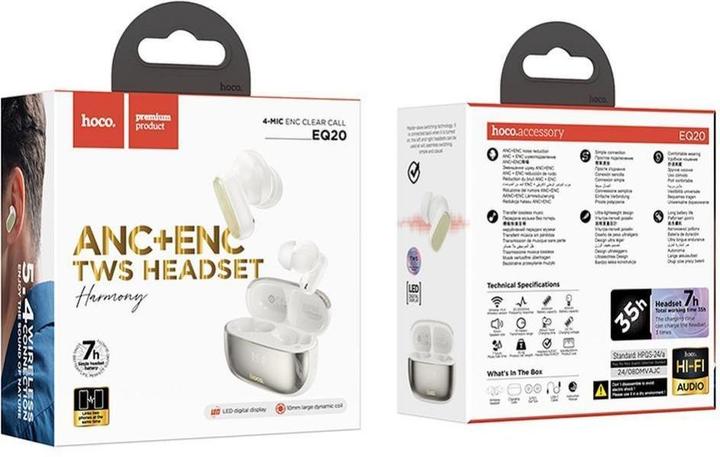 Image du produit Hoco EQ20 Rhyme Headset Wireless In-Ear Anrufe/Musik Bluetooth Weiss (ANC, 7 h, Sans fil)