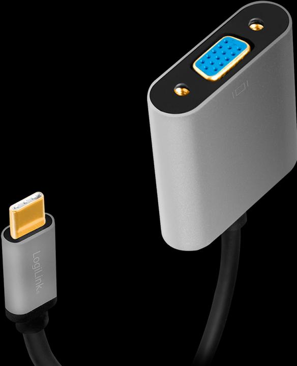 Image du produit LogiLink LinkLink CUA0104 Adaptateur USB 3.2 Gen 1 C/M vers VGA,1080p/60Hz, alu, noir/gris, 0.15 m (USB-C, 4.50 cm)