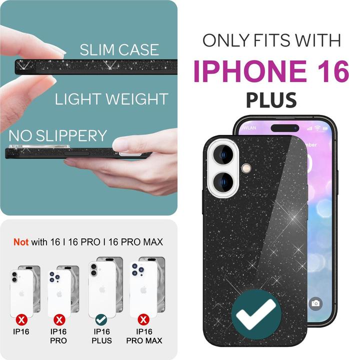Immagine prodotto Nalia Copertina ibrida glitterata (Apple iPhone 16 Plus)