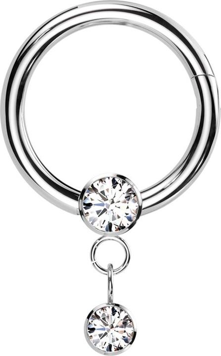 Immagine prodotto Star Piercing Anello micro segmento incernierato argento cristallo argento catena pendente cristallo argento (senza ottone, Titanio G23)