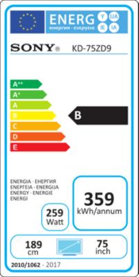 Energie-Label Sony Kd-75zd9 (75", LCD, 4K, 2016)