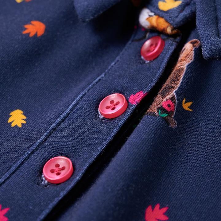 Image du produit VidaXL Robe enfant manches longues avec cordon de serrage Bleu marine (116)