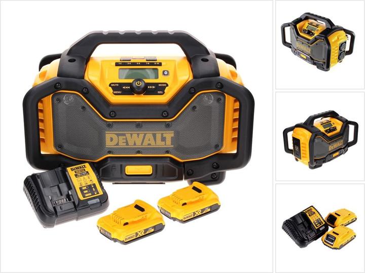 Image du produit DeWalt DCR 027 D2 Radio sans fil DAB+ 10,8-18,0 V + 2x batterie 2,0 Ah + chargeur (DAB+ DAB, FM, Bluetooth)