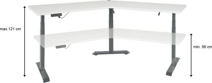 Produktbild Swisshandel24 3in1 Schreibtisch, Computertisch, 120° elektrisch höhenverstellbar weiss, grau