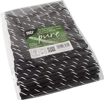 Immagine prodotto Papstar Cannuccia di carta "pura", 150 mm, nero/bianco in carta, lunghezza: 150 mm, diametro: 7 mm, afterha (250 x)