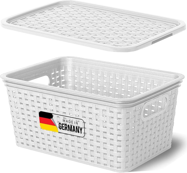 Produktbild Novaliv Aufbewahrungsbox mit Deckel Klein 5L Korb Weiss in Rattan Design Lebensmittelecht Aufbewahrun (5 l)