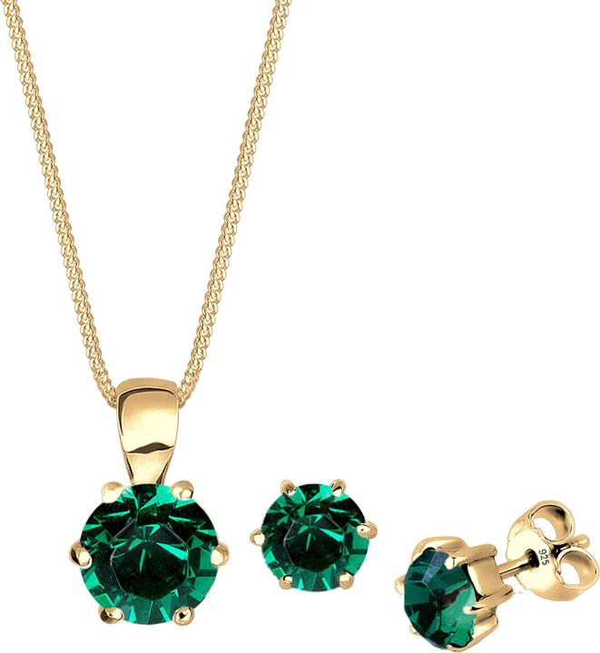Actual product image Elli Jewellery set crystals solitaire necklace ear studs 925 silver (925 sterling silver)
